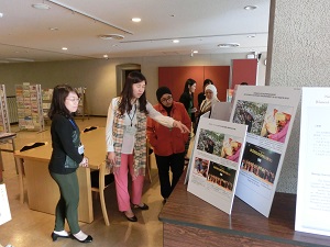 our of the Center: At the exhibition lobby in front of the Information Center (left)